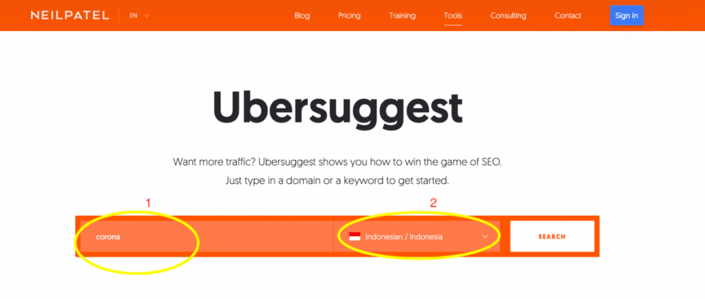cara menggunakan ubersuggest