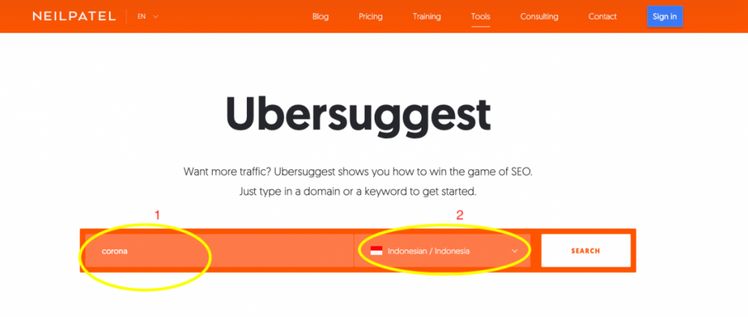 cara menggunakan ubersuggest