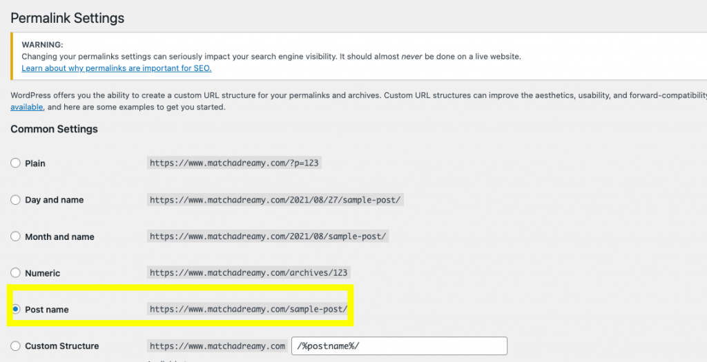 optimasi seo on page setting permalink