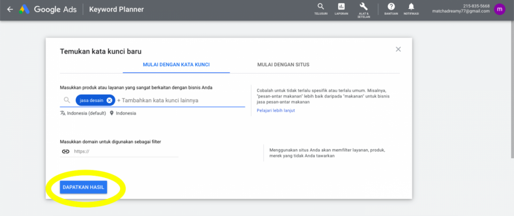 Cara menggunakan Google Keyword Planner