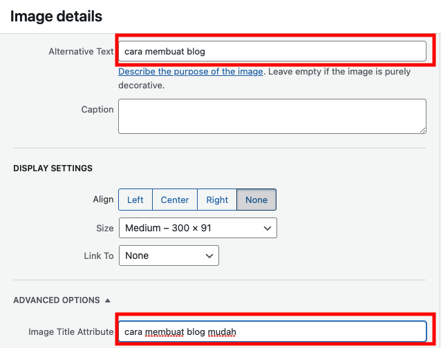 cara optimasi gambar WordPress dengan alt text seo friendly