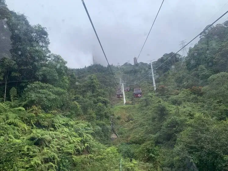 Genting Highlands cable car surrounded by mist