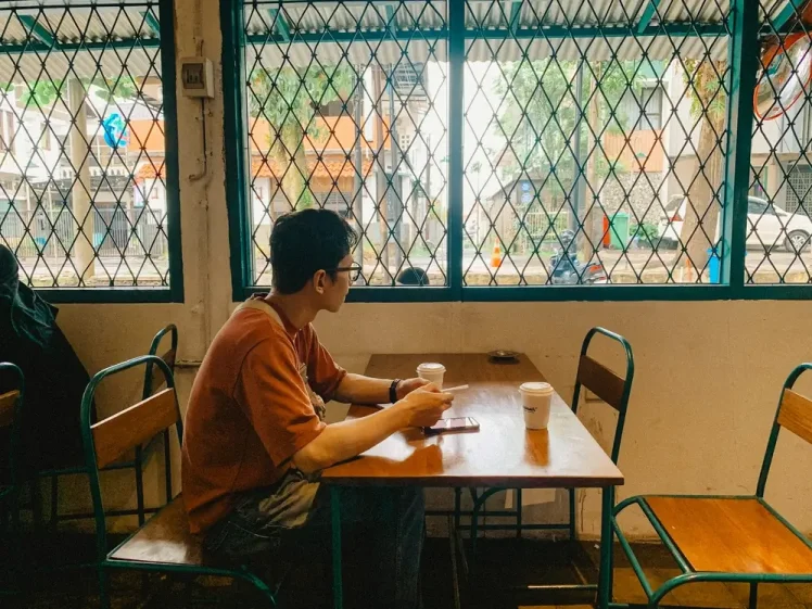 Vintage-style coffee shop interior at Sarinah in Purwokerto