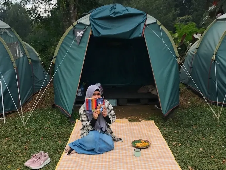 Tanakita camping area surrounded by lush greenery in Sukabumi